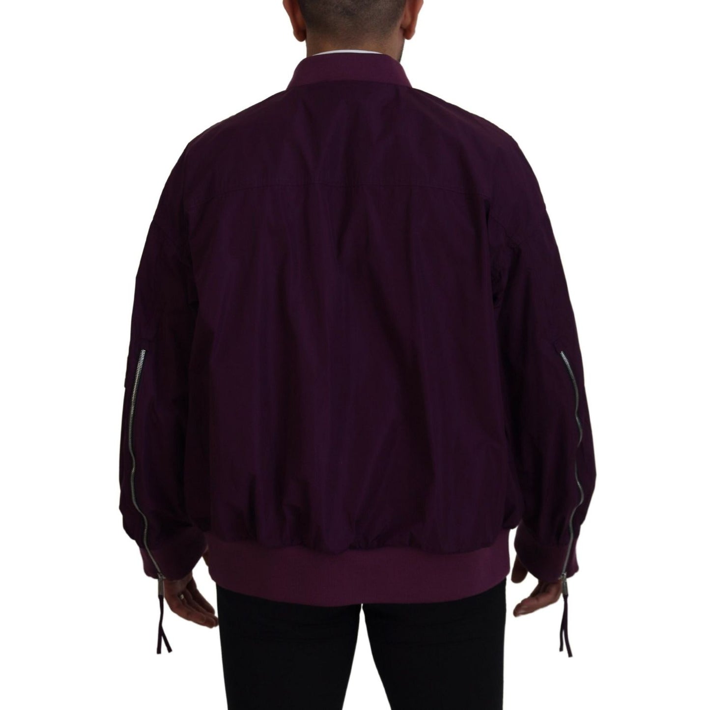 Dsquared² Purple Polyester Full Zipper Bomber Jacket