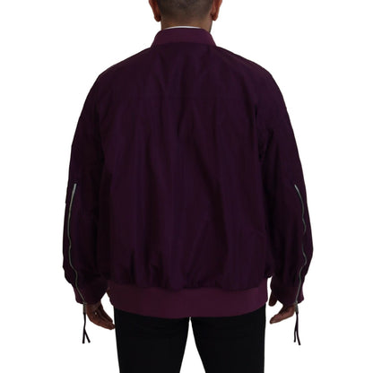 Dsquared² Purple Polyester Full Zipper Bomber Jacket