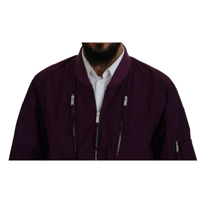 Dsquared² Purple Polyester Full Zipper Bomber Jacket