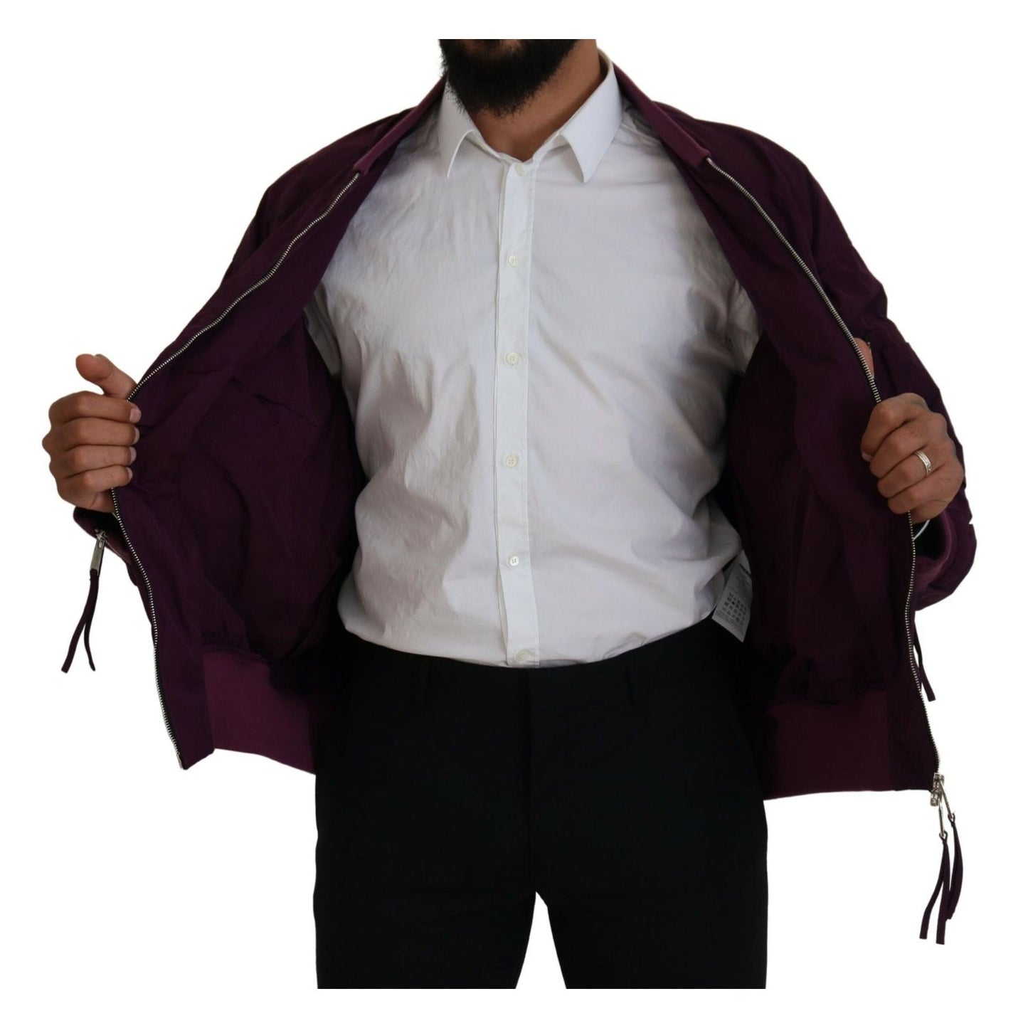 Dsquared² Purple Polyester Full Zipper Bomber Jacket
