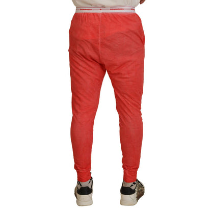 Dsquared² Orange Cotton Elastic Waist Logo Men Pants