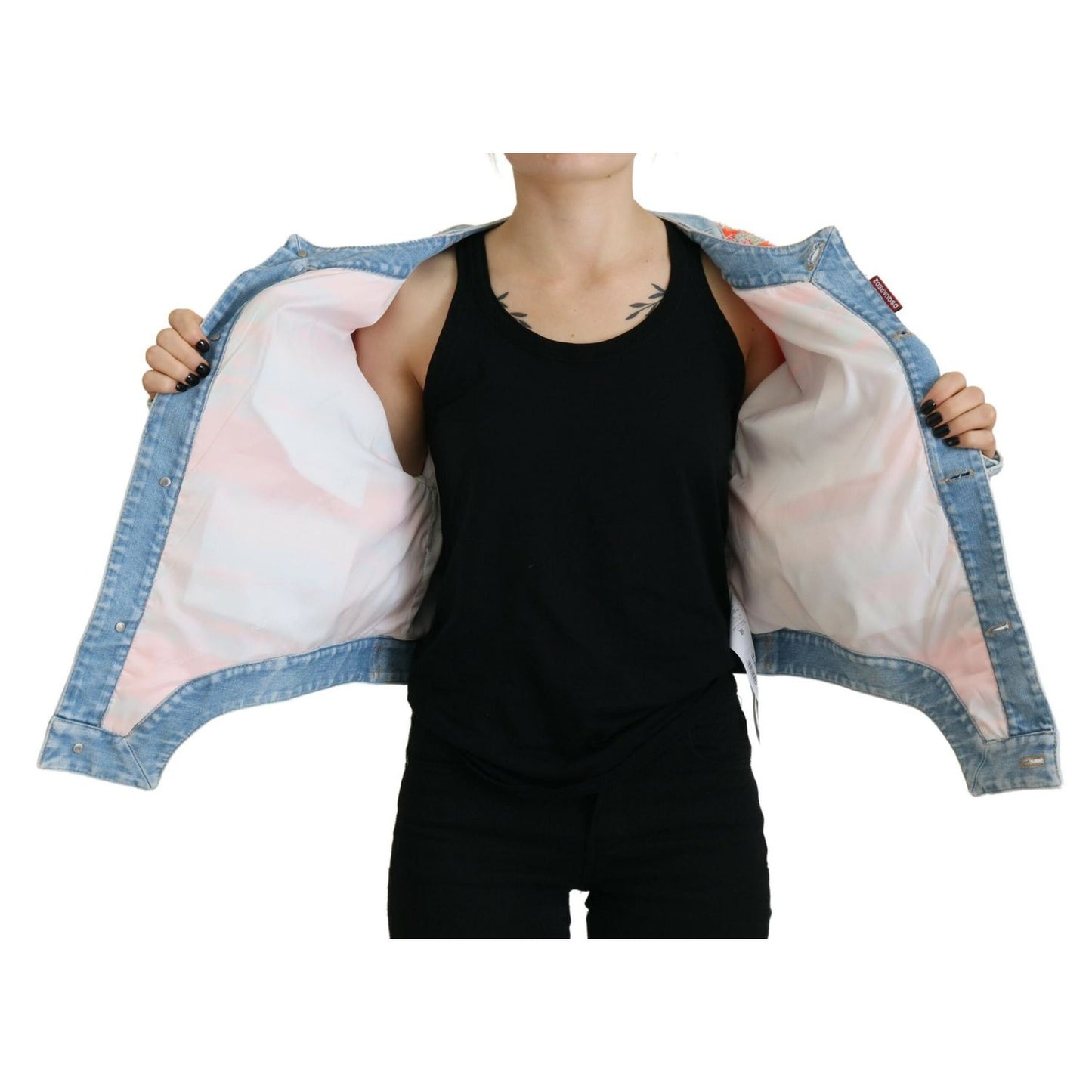 Dsquared² Orange Blue Panelled Button Front Denim Jacket