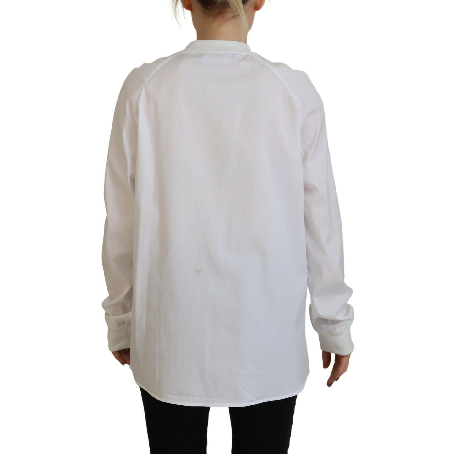 Dsquared² White Cotton Button Down Long Sleeves Crewneck Top