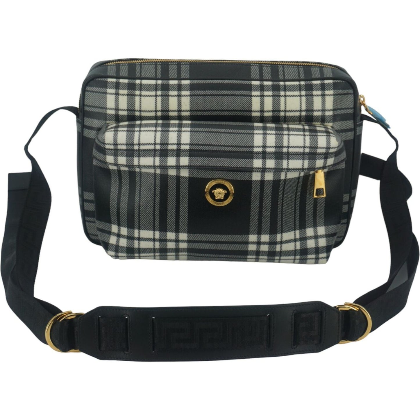 Versace Grey Fabric & Leather Crossbody Bag Versace