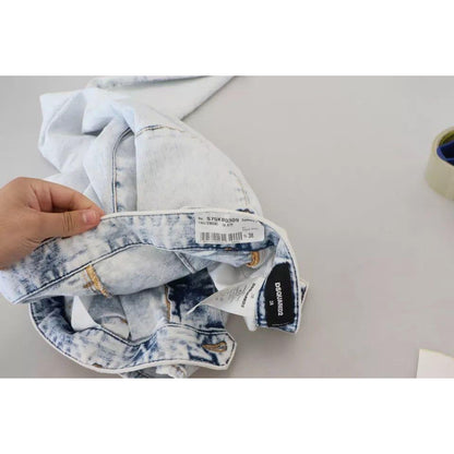 Dsquared² Light Blue Cotton High Waist Straight Denim Jeans