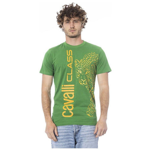 Cavalli Class Green Cotton T-Shirt Cavalli Class