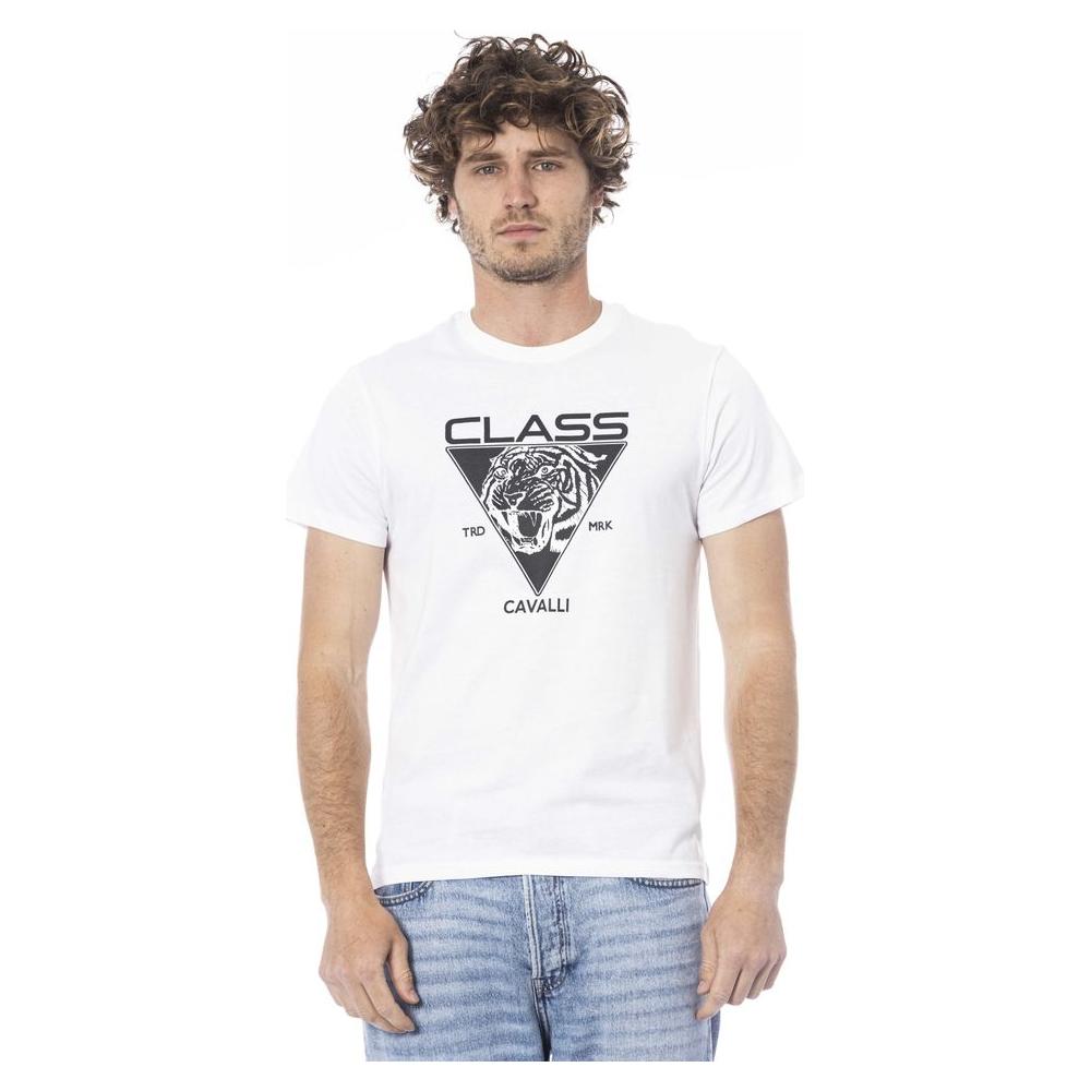 Cavalli Class White Cotton Men T-Shirt