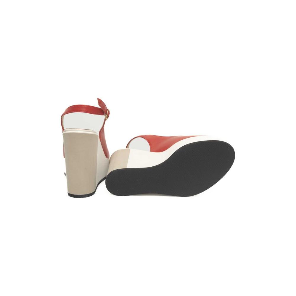 Cerruti 1881 Red Calfskin Women Sandal