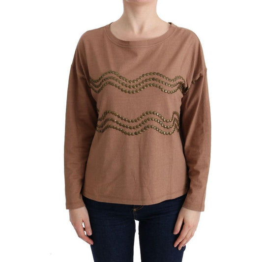 John Galliano Brown Cotton Studded Sweater John Galliano