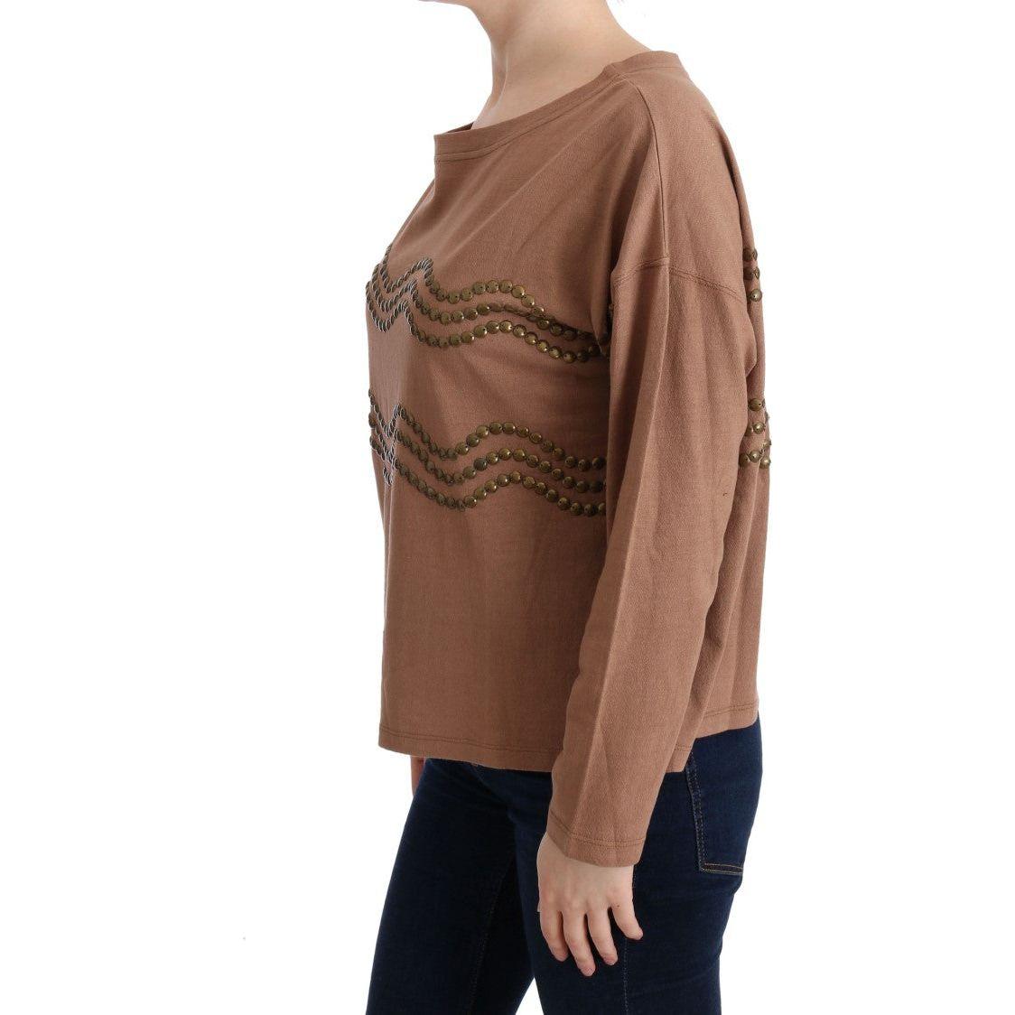 John Galliano Brown Cotton Studded Sweater John Galliano