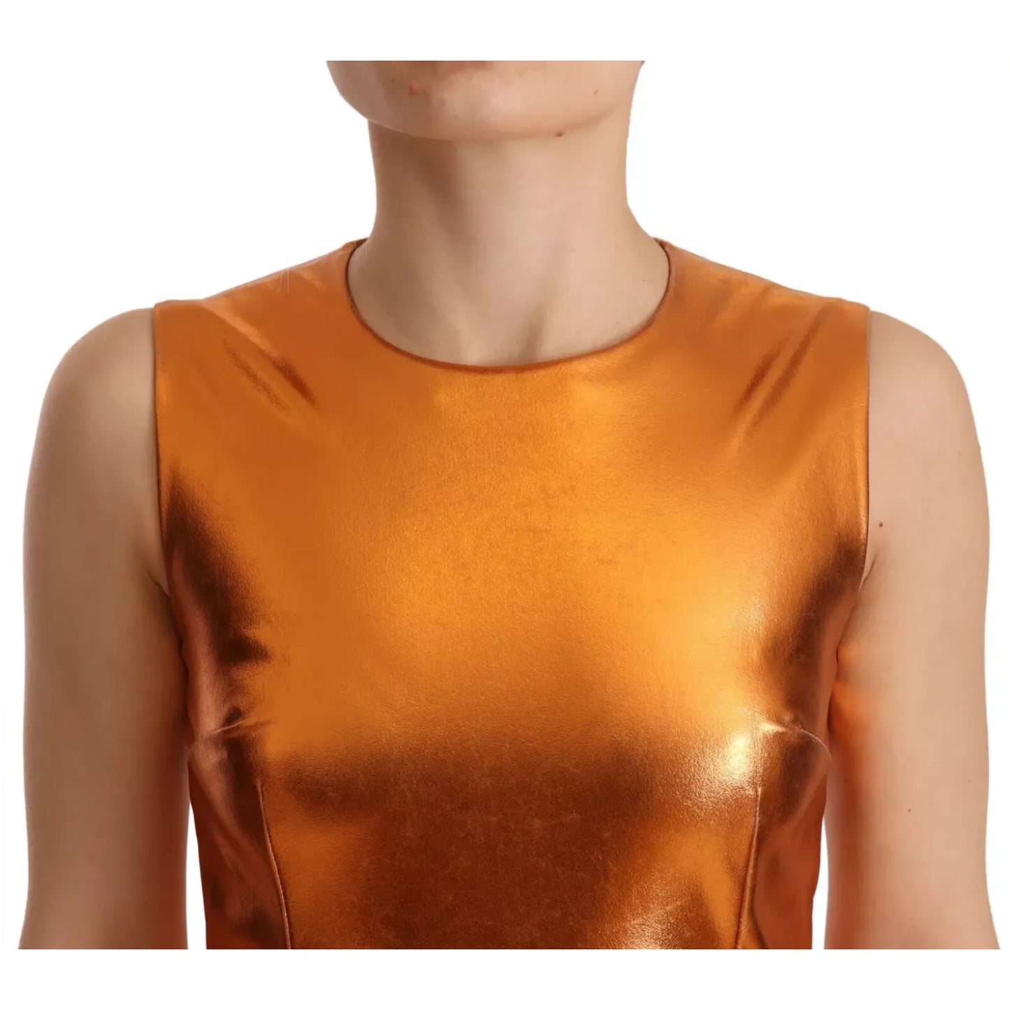 Dolce & Gabbana Metallic Orange Sleeveless Sheath Dress