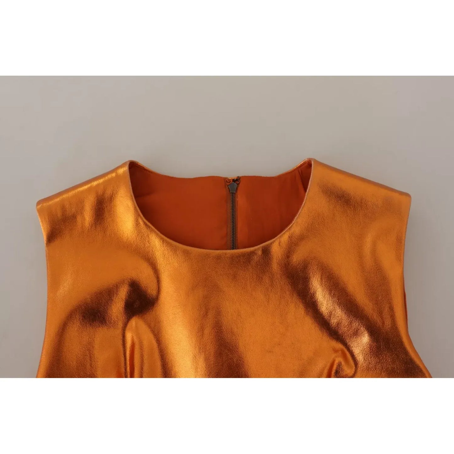 Dolce & Gabbana Metallic Orange Sleeveless Sheath Dress