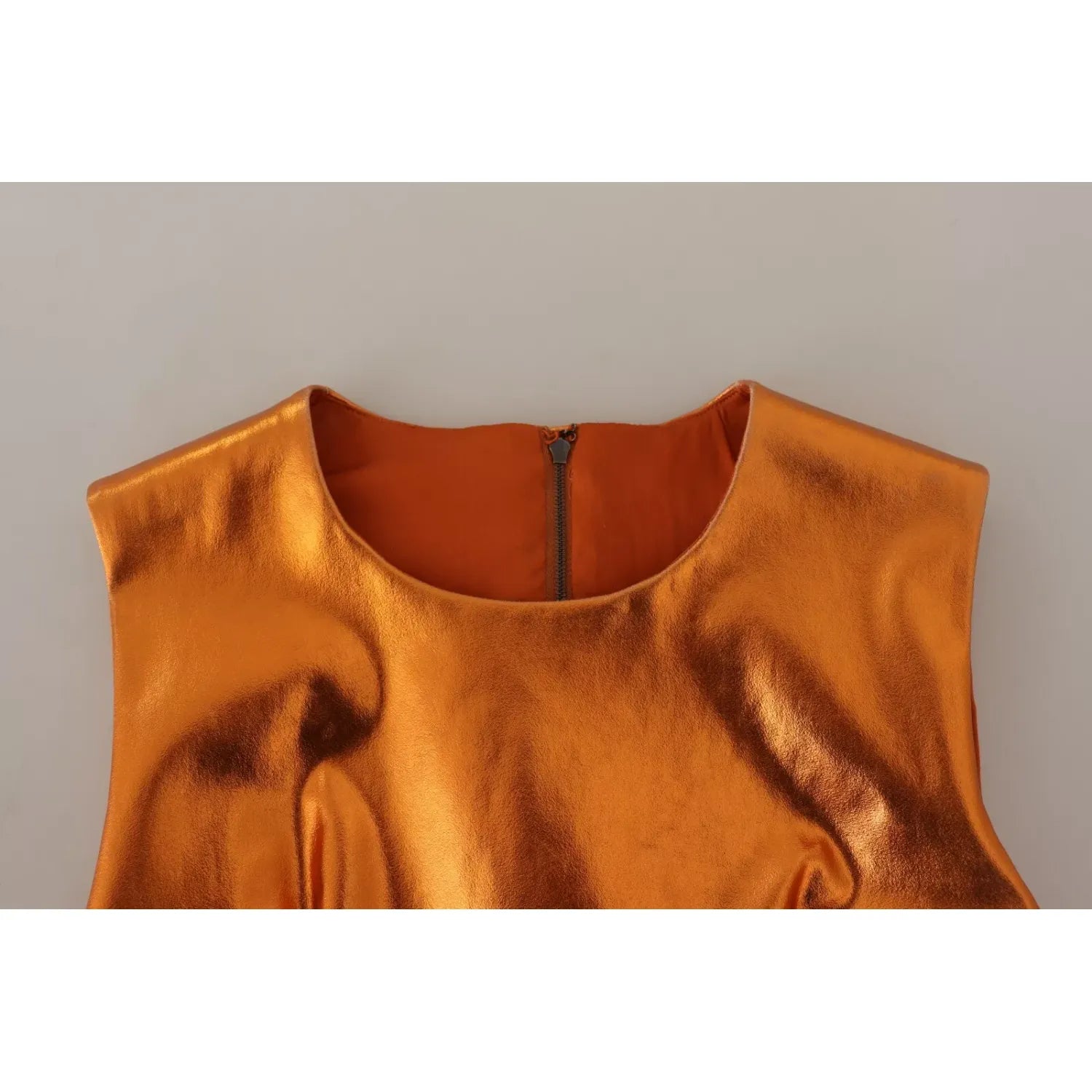 Dolce & Gabbana Metallic Orange Sleeveless Sheath Dress