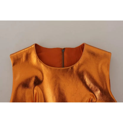 Dolce & Gabbana Metallic Orange Sleeveless Sheath Dress