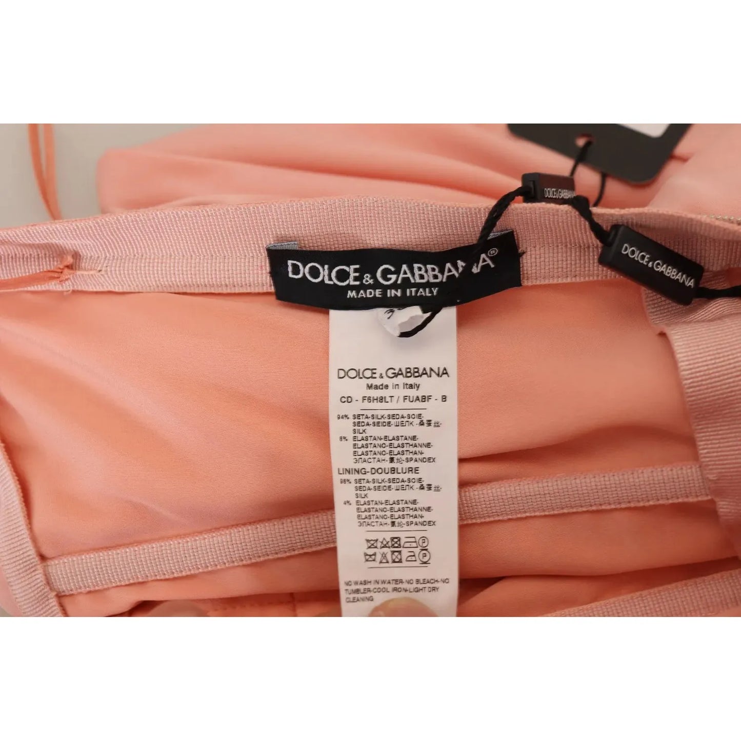 Dolce & Gabbana Pink Silk Stretch Strapless Sheath Midi Dress