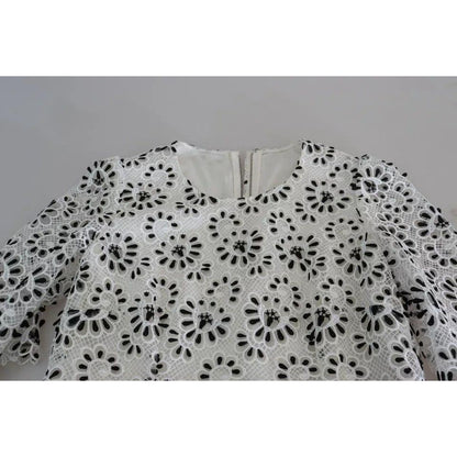 Dolce & Gabbana White Cutout Design Polyester A-line Midi Dress