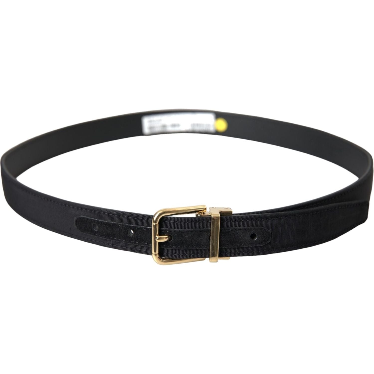 Dolce & Gabbana Black Gros Grain Gold Metal Buckle Belt Men