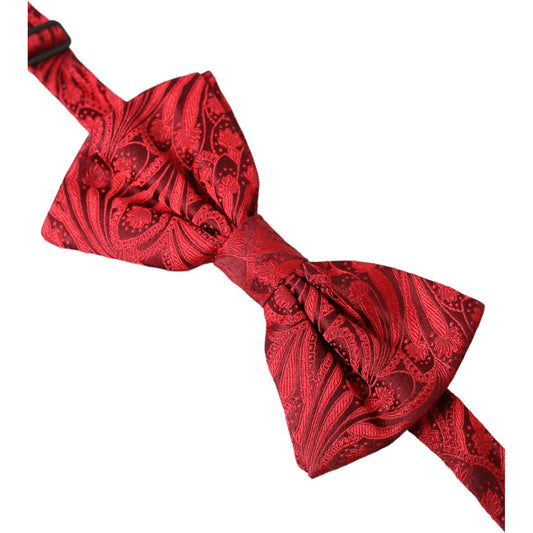 Dolce & Gabbana Red Brocade Silk Adjustable Neck Men Bow Tie Dolce & Gabbana