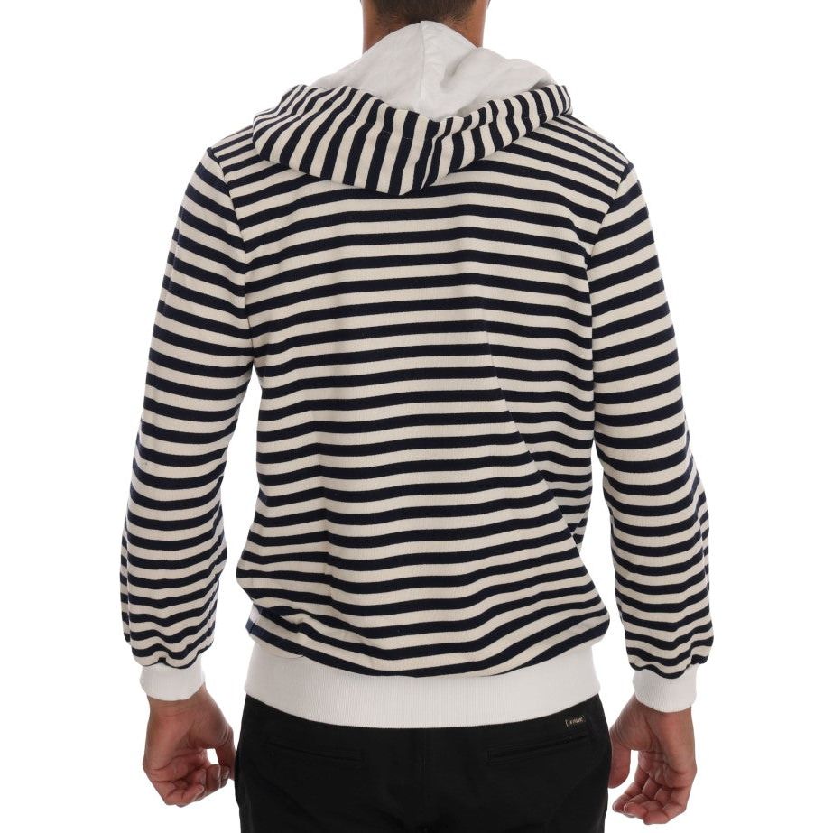 Elegant Full Zip Hooded Striped Sweater