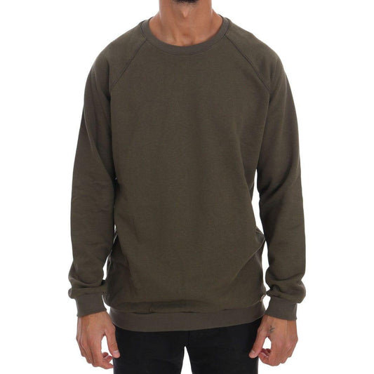 Daniele Alessandrini Green Crewneck Cotton Sweater Daniele Alessandrini