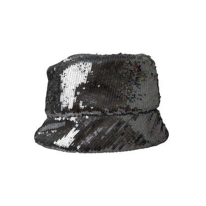 Dolce & Gabbana Silver Sequined Nylon Bucket Hat Men