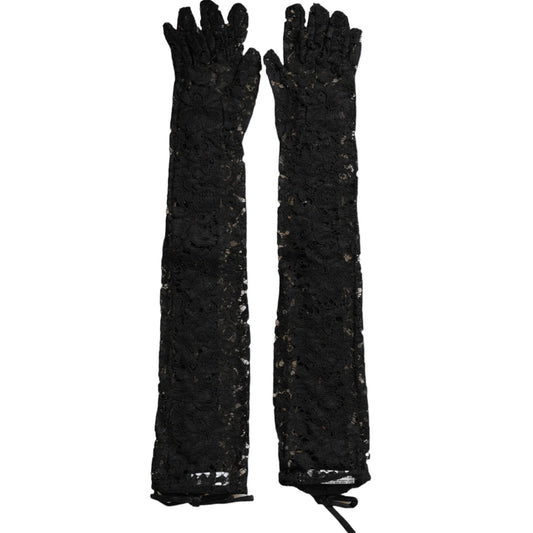 Dolce & Gabbana Black Taormina Lace Elbow Length Gloves