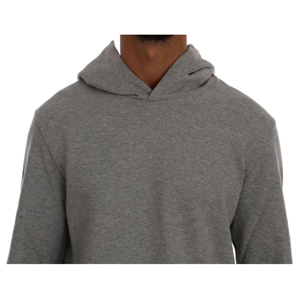 Daniele Alessandrini Gray Pullover Hodded Cotton Sweater