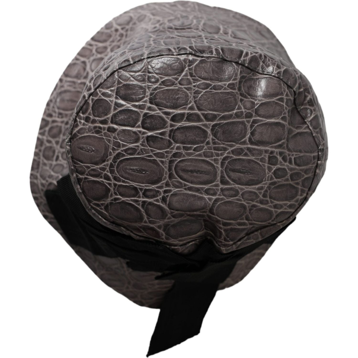 Dolce & Gabbana Black Gray Patterned Leather Bucket Hat