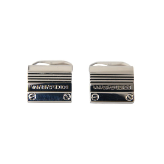 Dolce & Gabbana Silver Plated Metal Brass DG Logo Pin Cufflinks Dolce & Gabbana