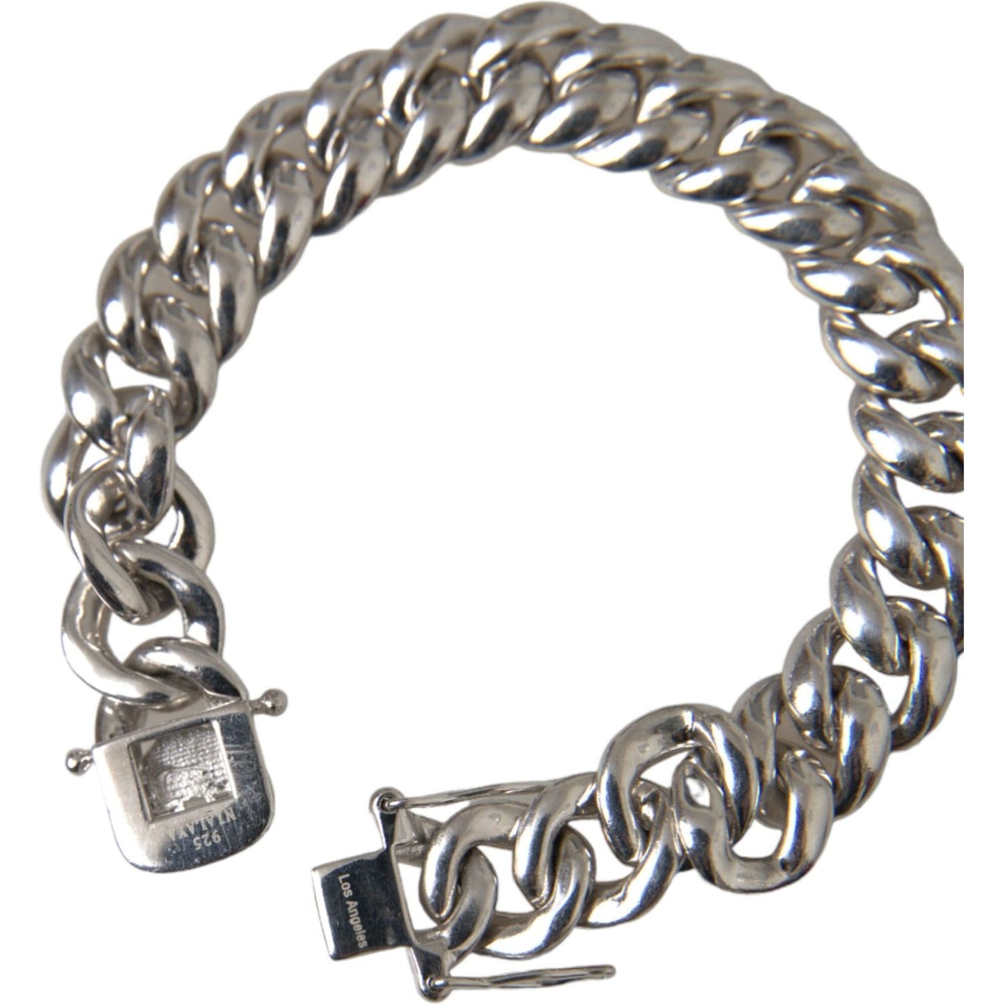 Nialaya Solid Heavy Curb Link 925 Sterling Silver Bracelet Men Nialaya