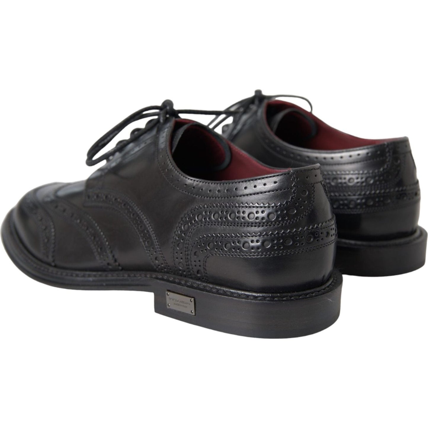 Dolce & Gabbana Black Leather Oxford Wingtip Formal Men Shoes