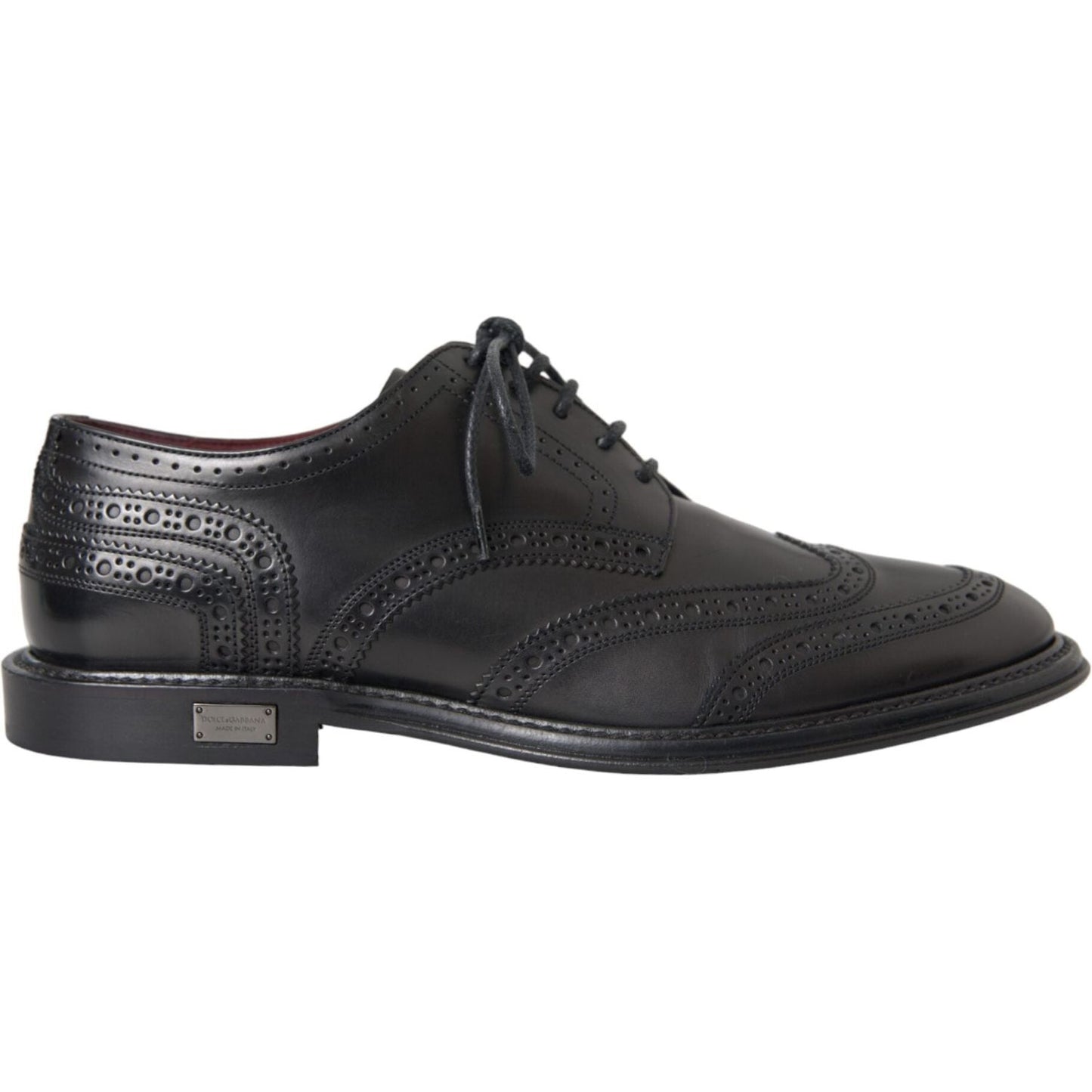 Dolce & Gabbana Black Leather Oxford Wingtip Formal Men Shoes