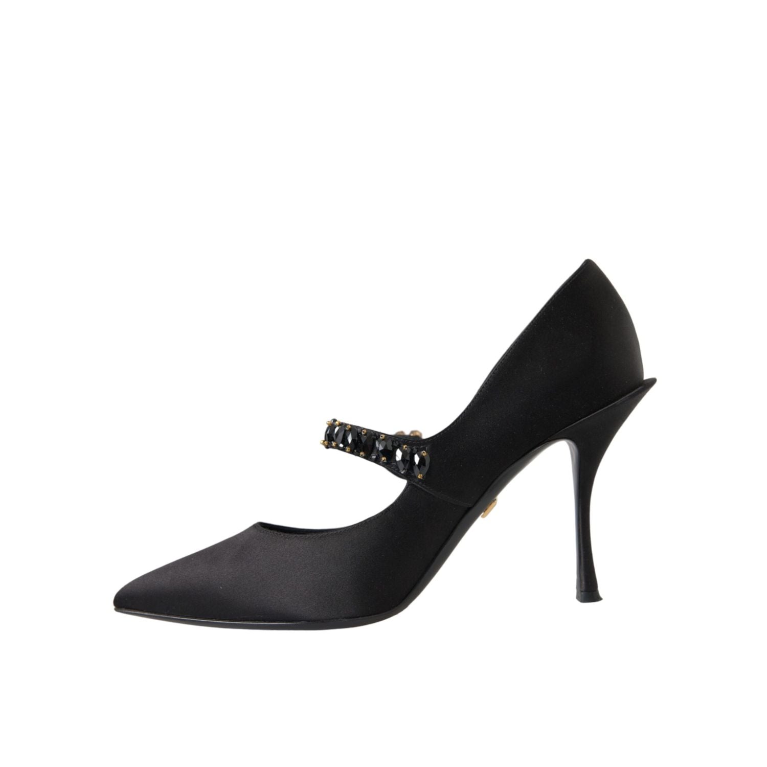 Dolce & Gabbana Black Mary Jane Crystal Heels Pumps Shoes
