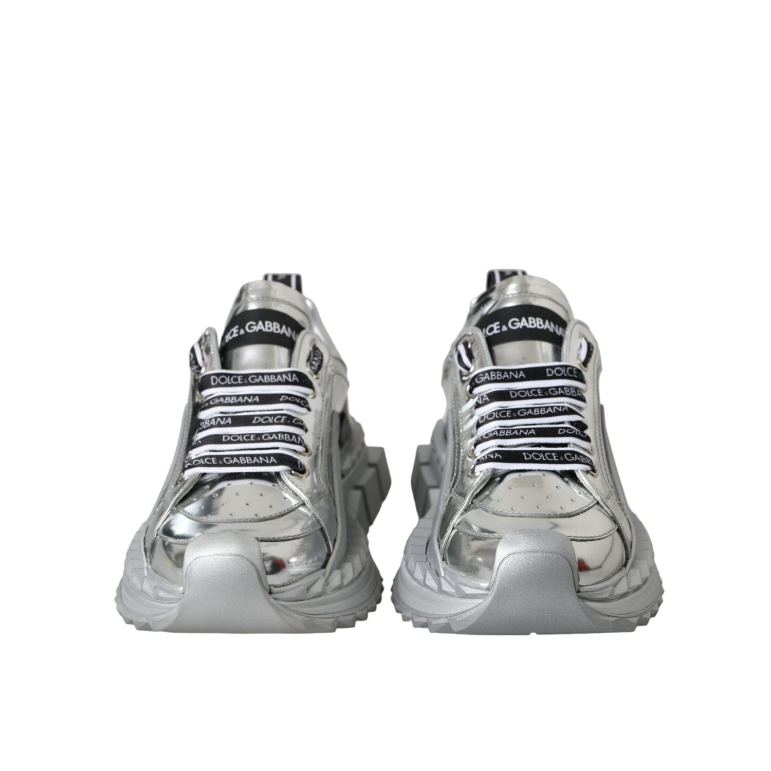 Dolce & Gabbana Silver Leather Super Queen Sneakers Shoes