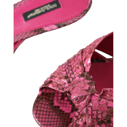 Dolce & Gabbana Pink Exotic Leather Kitten Heels Slides Shoes