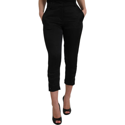 Ermanno Scervino Black High Waist Capri Cropped Pants Ermanno Scervino