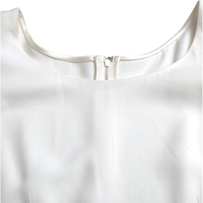 Dolce & Gabbana White Viscose Round Neck Short Sleeves Top
