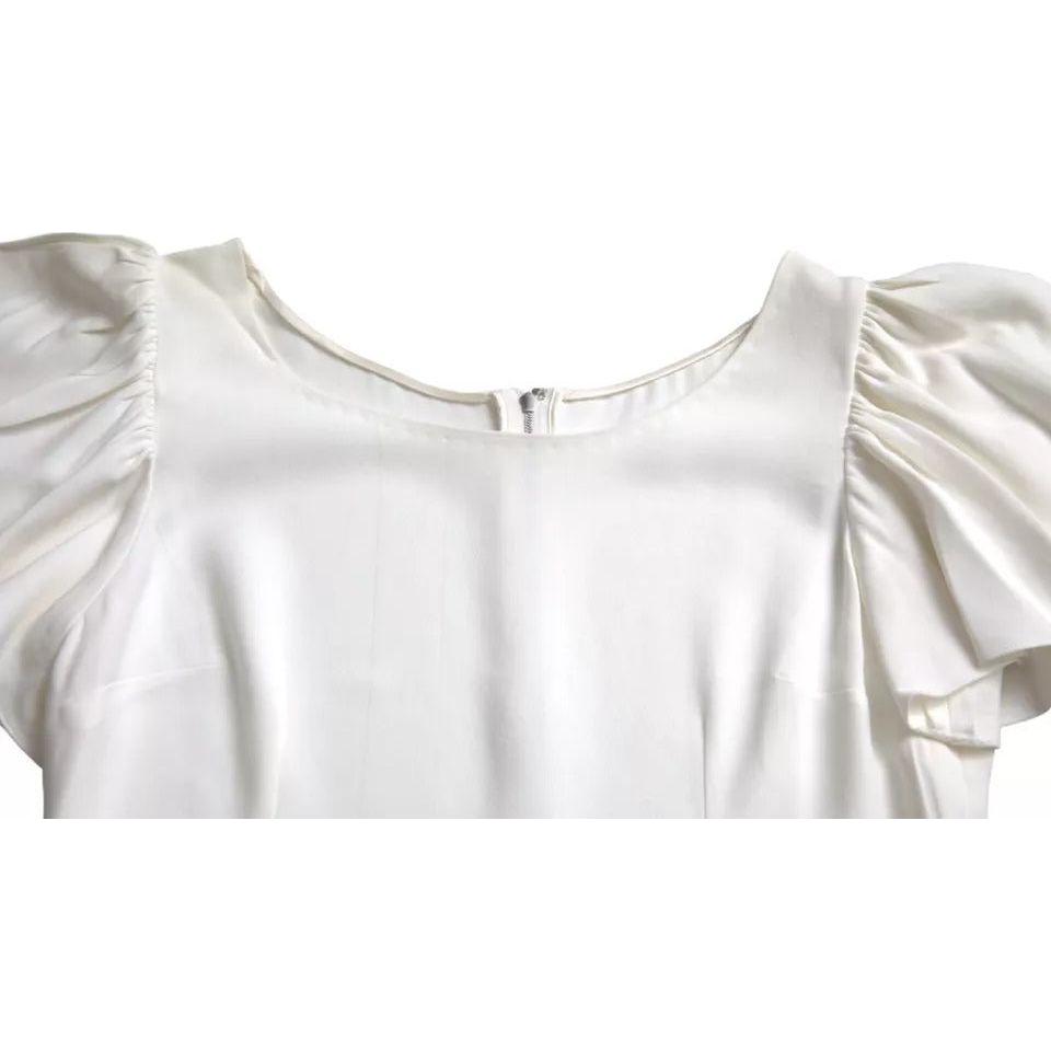 Dolce & Gabbana White Viscose Round Neck Short Sleeves Top