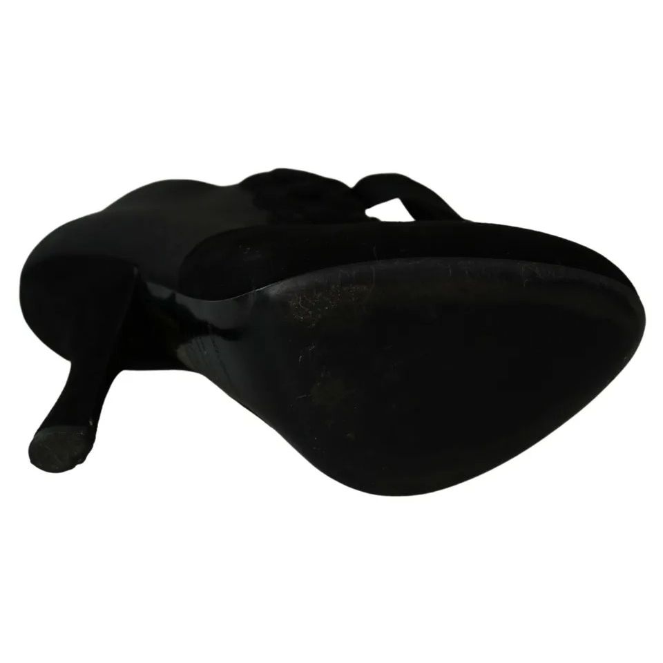 Dolce & Gabbana Black Suede Stretch Ankle Boots Booties Shoes