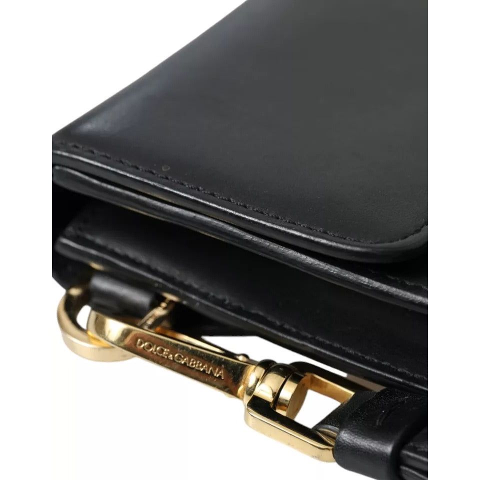 Dolce & Gabbana Black Calf Leather Large Logo Document Holder Clutch Men Bag Dolce & Gabbana