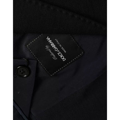 Dolce & Gabbana Blue Wool Notch Single Breasted Coat Blazer