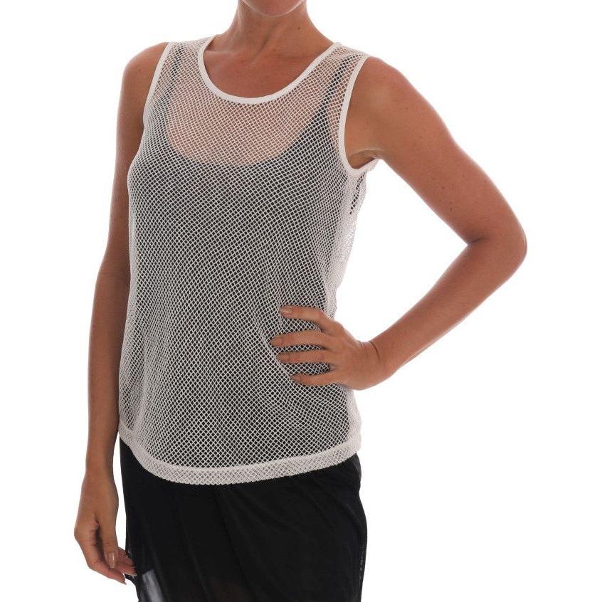 Dolce & Gabbana White Net Tank Transparent Top