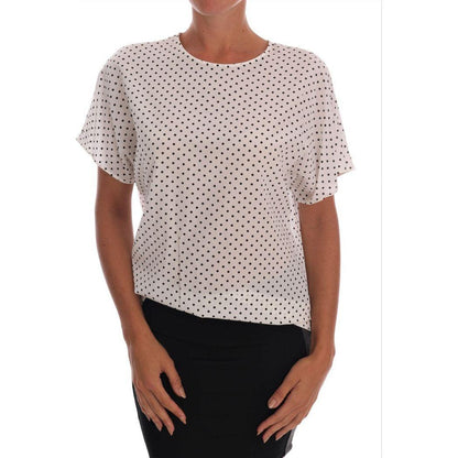 Dolce & Gabbana White Polka Dotted Silk T-shirt Top Dolce & Gabbana