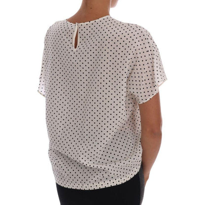 Dolce & Gabbana White Polka Dotted Silk T-shirt Top Dolce & Gabbana