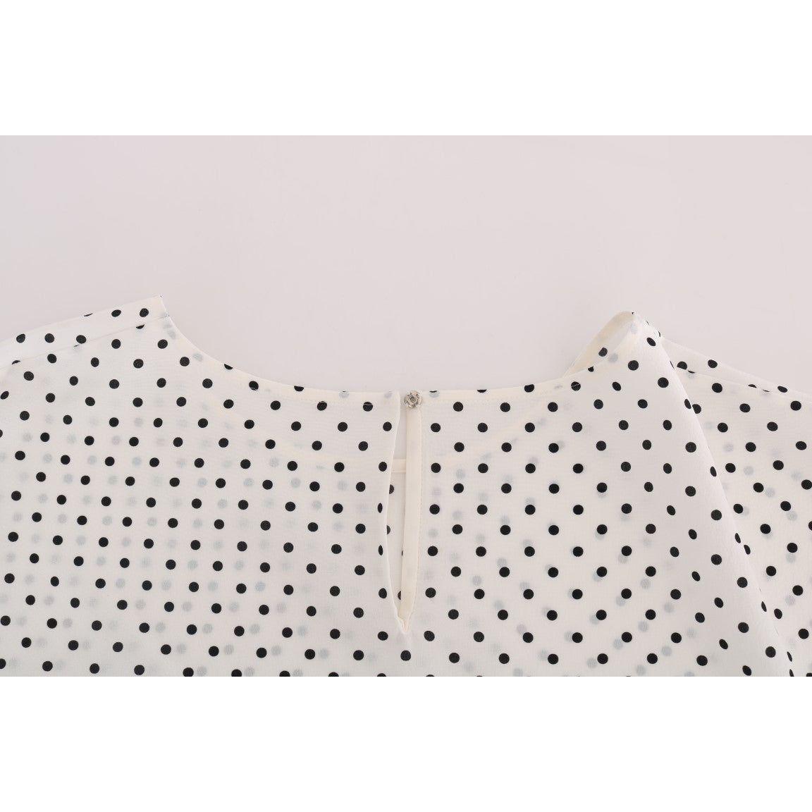 Dolce & Gabbana White Polka Dotted Silk T-shirt Top Dolce & Gabbana