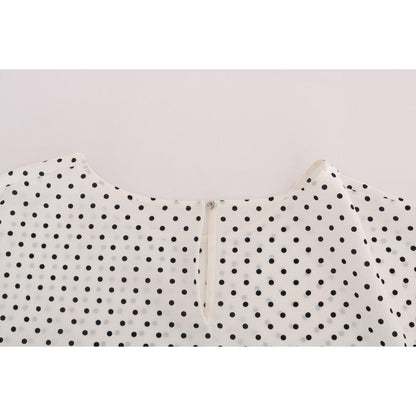 Dolce & Gabbana White Polka Dotted Silk T-shirt Top Dolce & Gabbana
