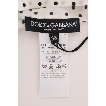 Dolce & Gabbana White Polka Dotted Silk T-shirt Top Dolce & Gabbana