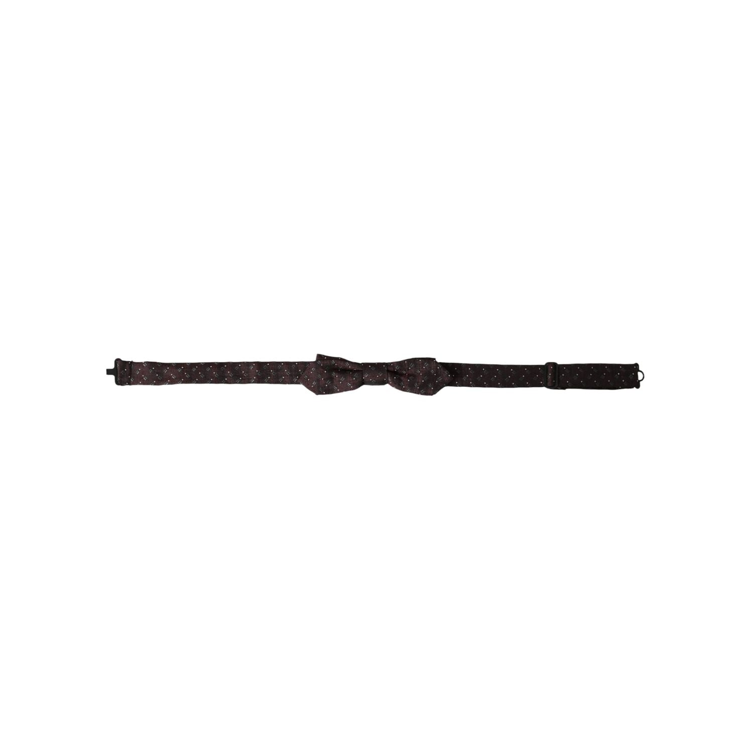 Dolce & Gabbana Maroon Silk Patterned Adjustable Neck Papillon Bow Tie