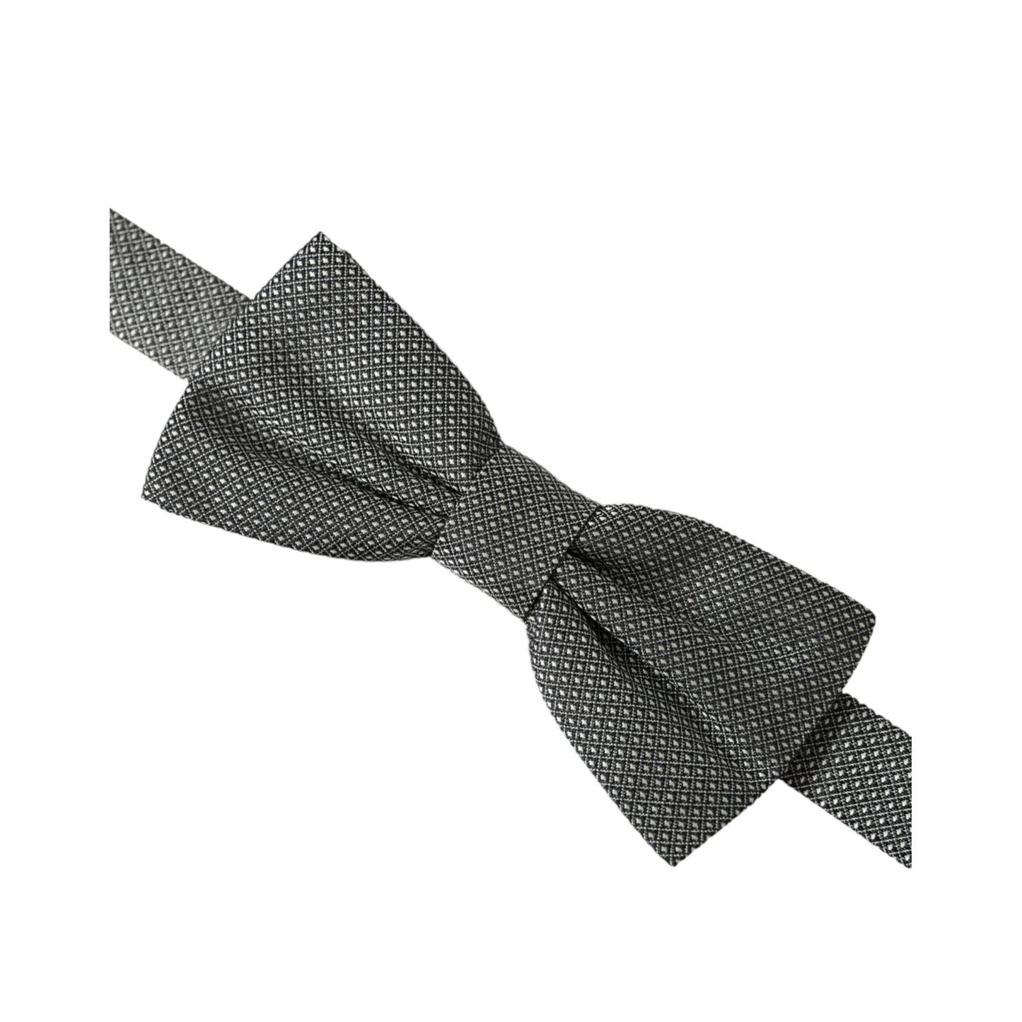 Dolce & Gabbana Gray Silk Patterned Adjustable Neck Men Papillon Bow Tie