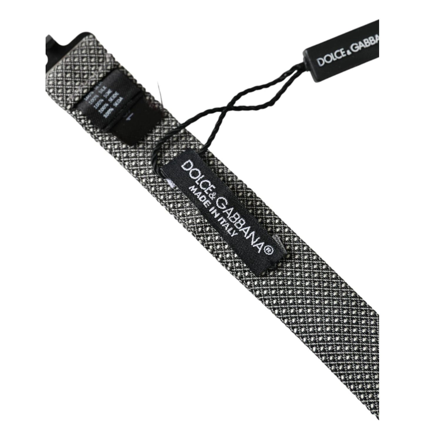 Dolce & Gabbana Gray Silk Patterned Adjustable Neck Men Papillon Bow Tie